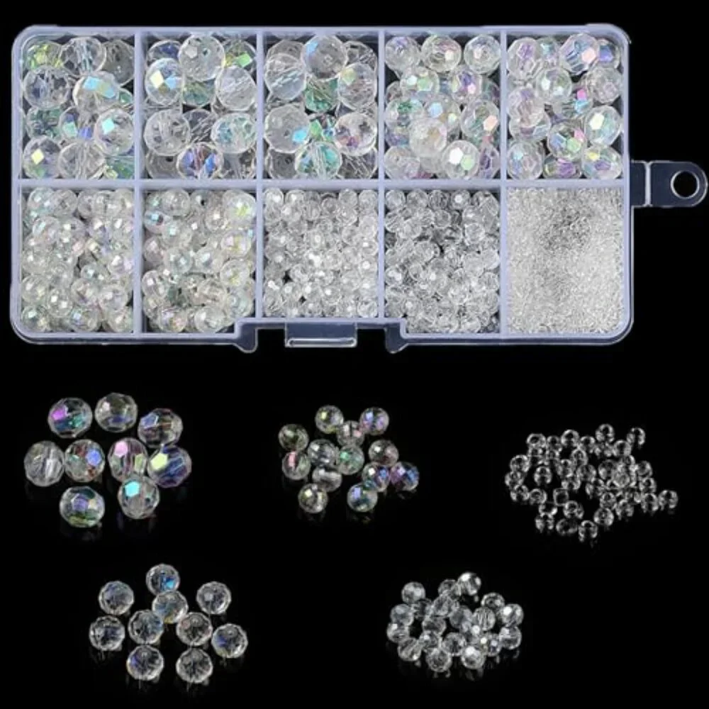 Clear Crystal‎ Glass Faceted Beads of AB Color